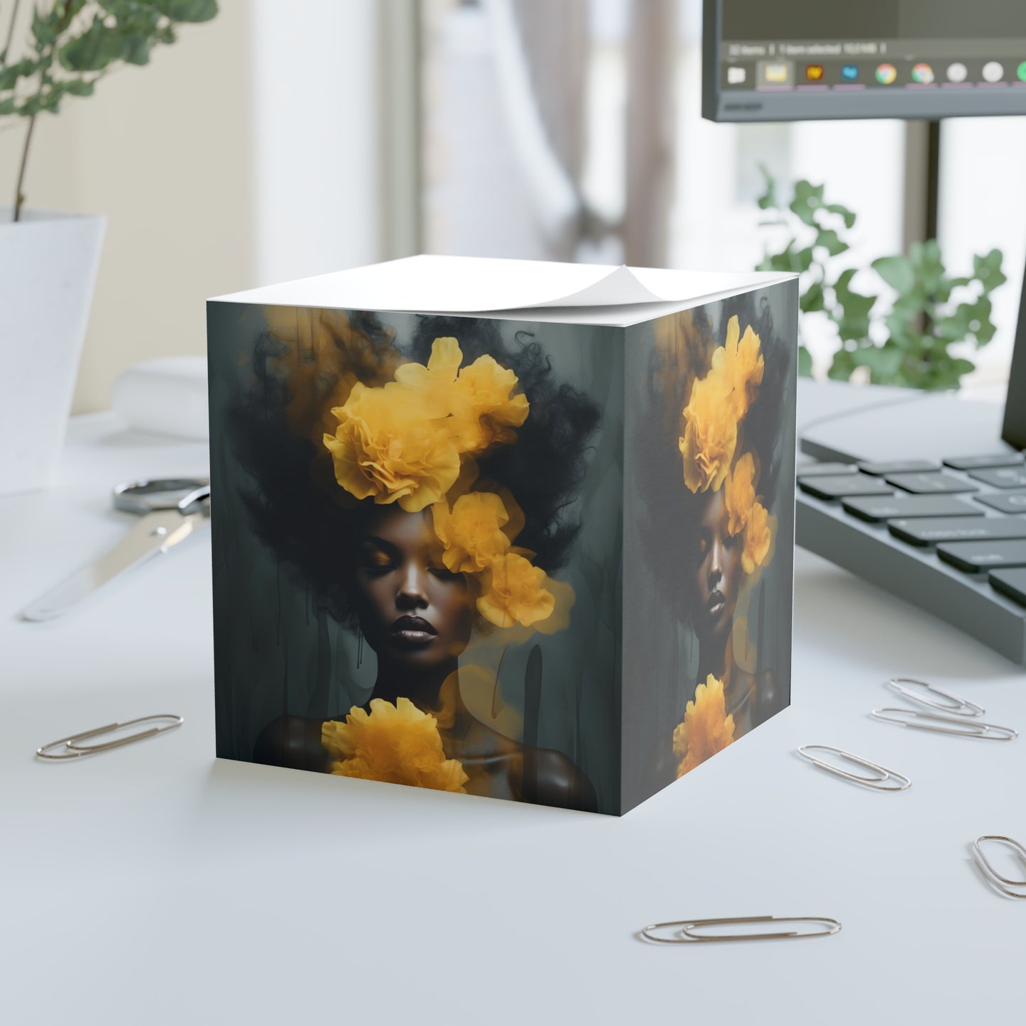 Note Cube - Yellow Carnations