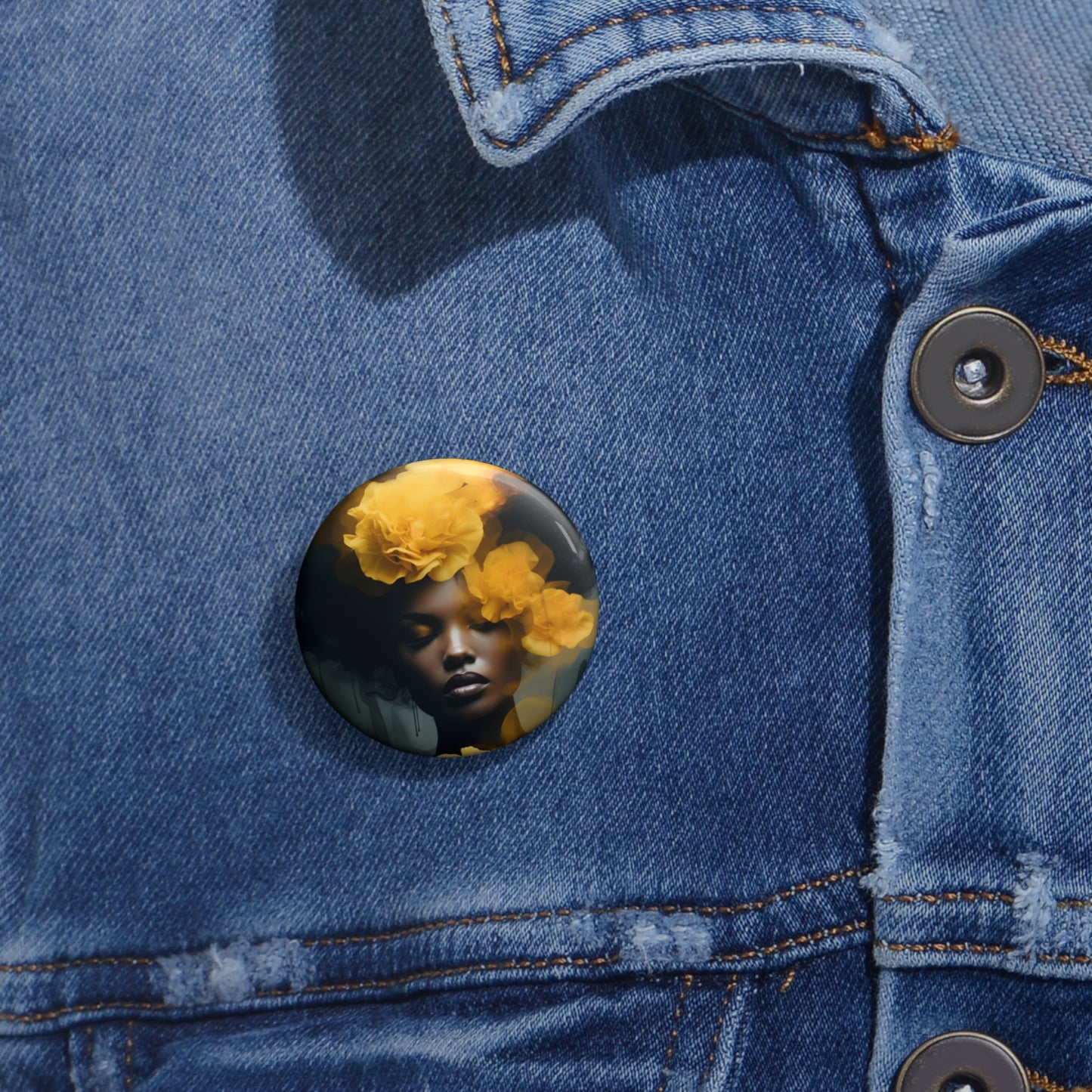 Copy of Custom Pin Buttons - Yellow Carnations