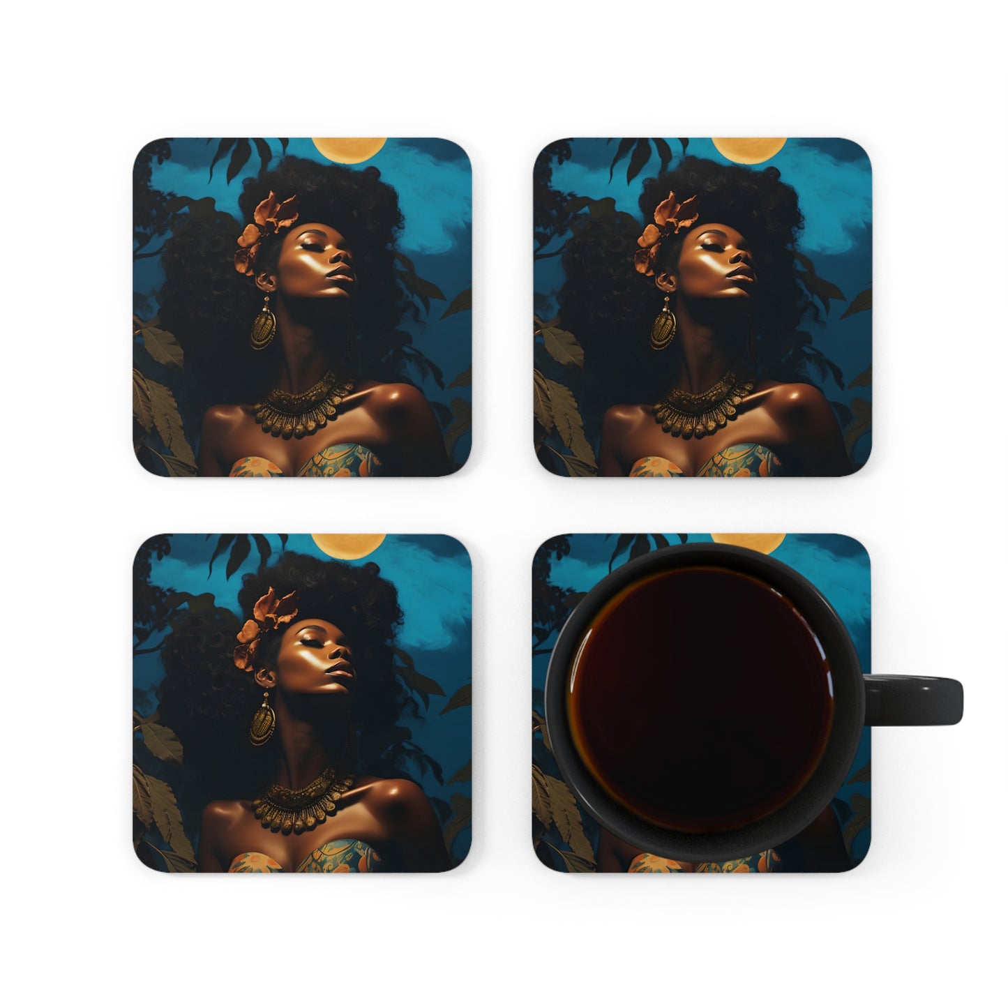 Corkwood Coaster Set - Moon Glow