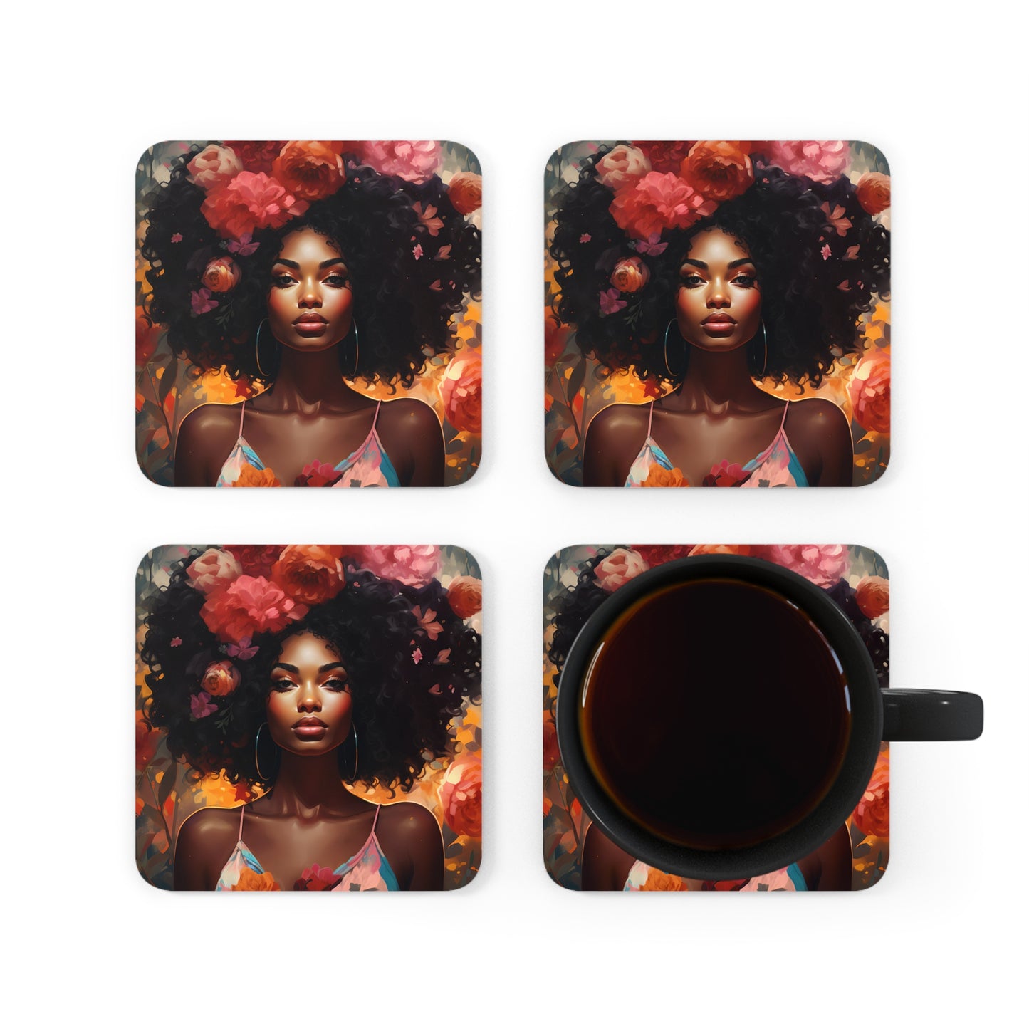 Corkwood Coaster Set - In Bloom