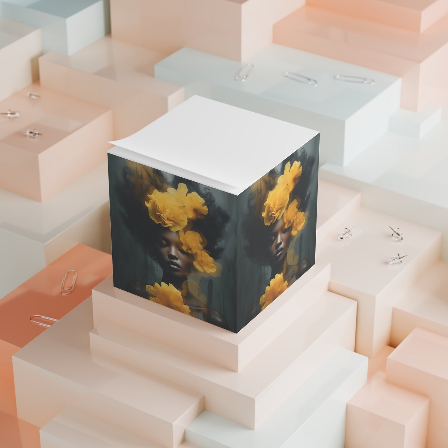 Note Cube - Yellow Carnations