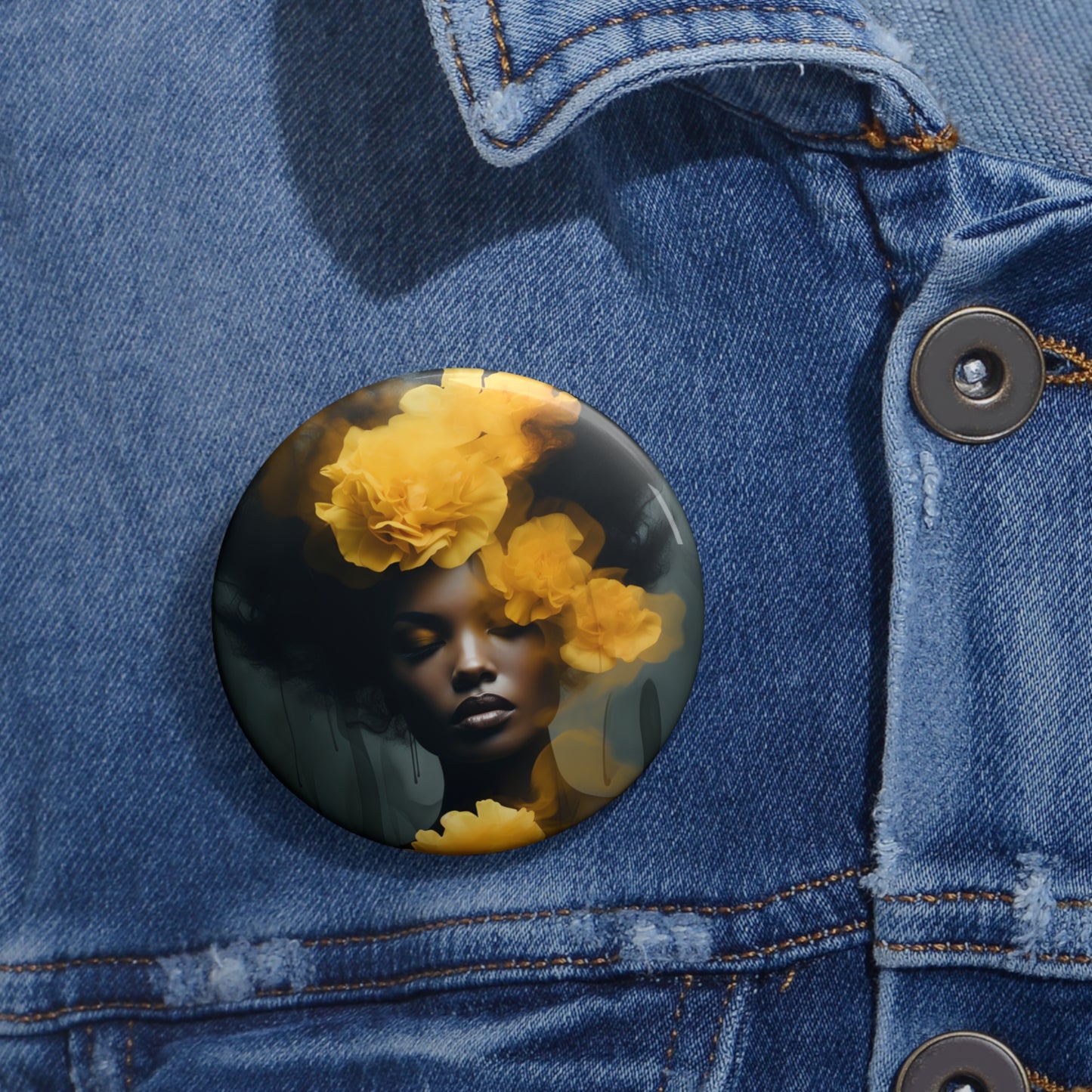 Copy of Custom Pin Buttons - Yellow Carnations