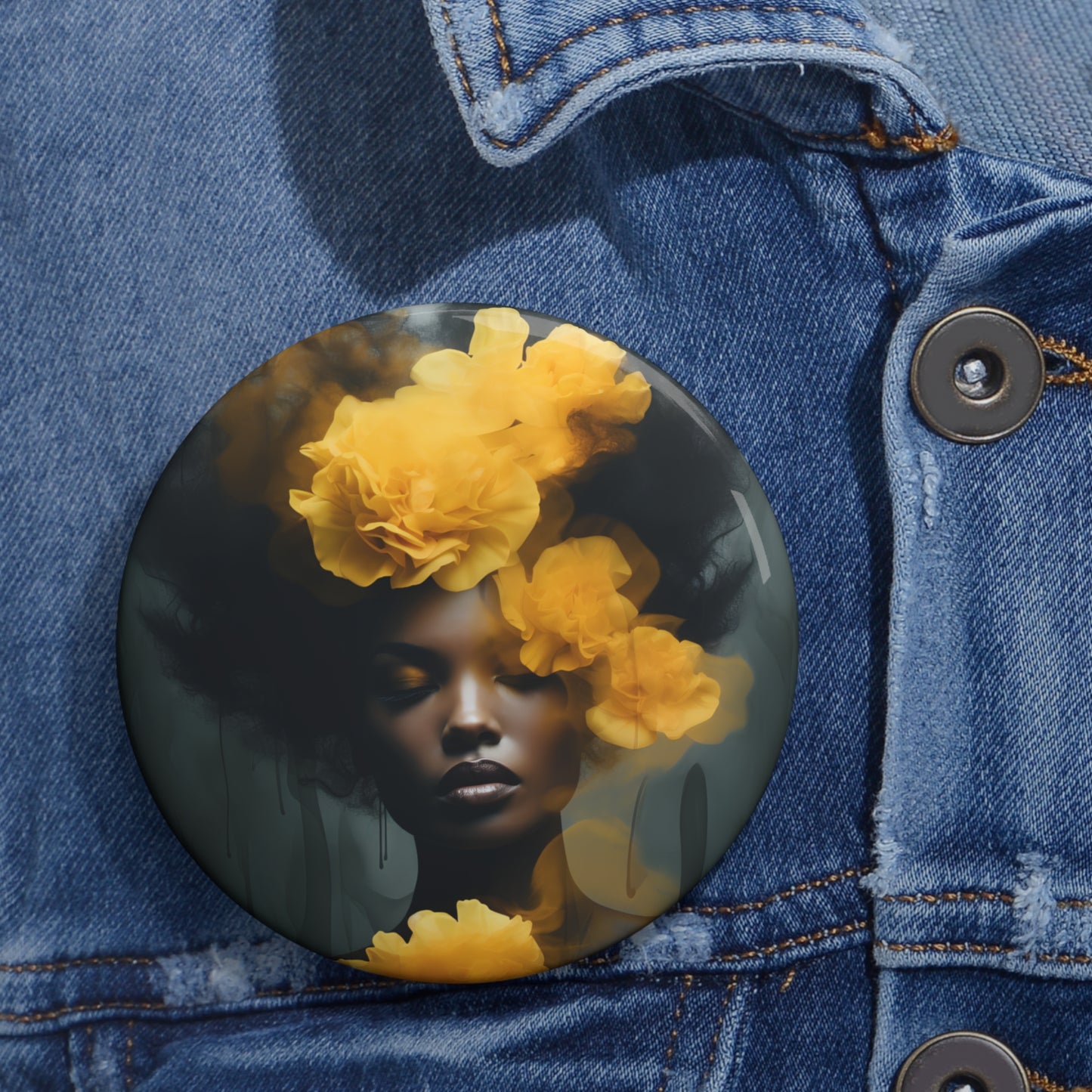 Copy of Custom Pin Buttons - Yellow Carnations