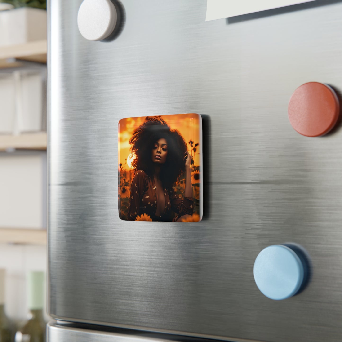 Porcelain Magnet, Square - Sunflowers