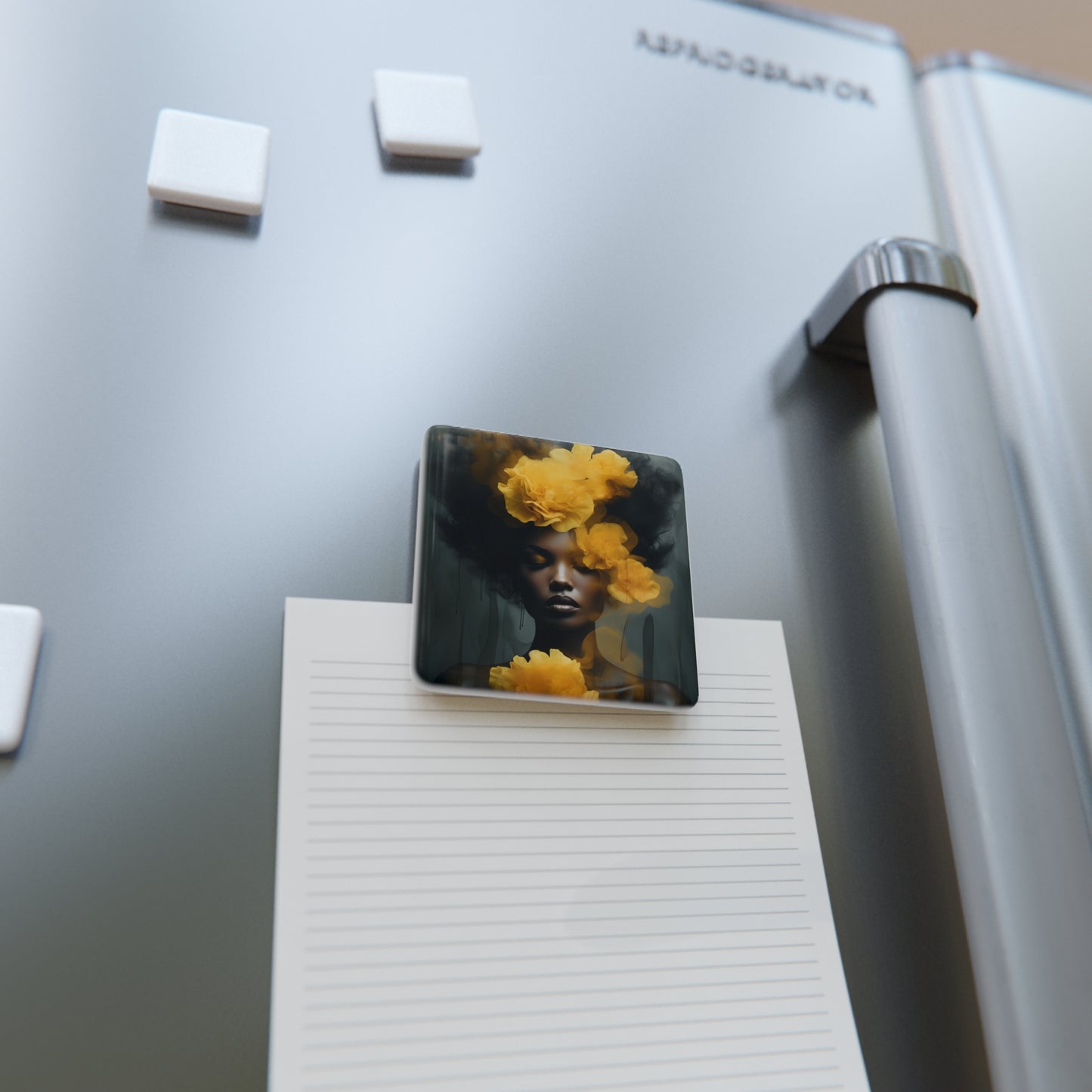 Porcelain Magnet, Square - Yellow Carnations