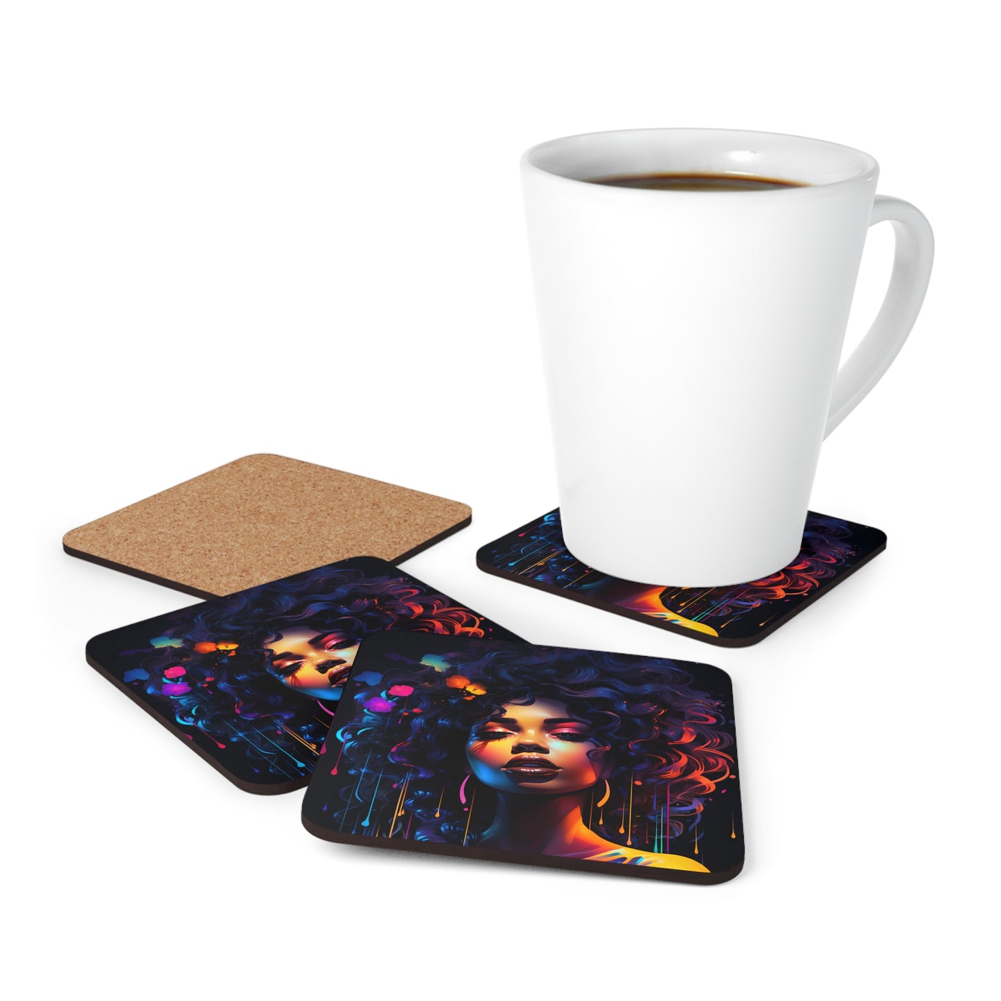 Corkwood Coaster Set - Neon Glow