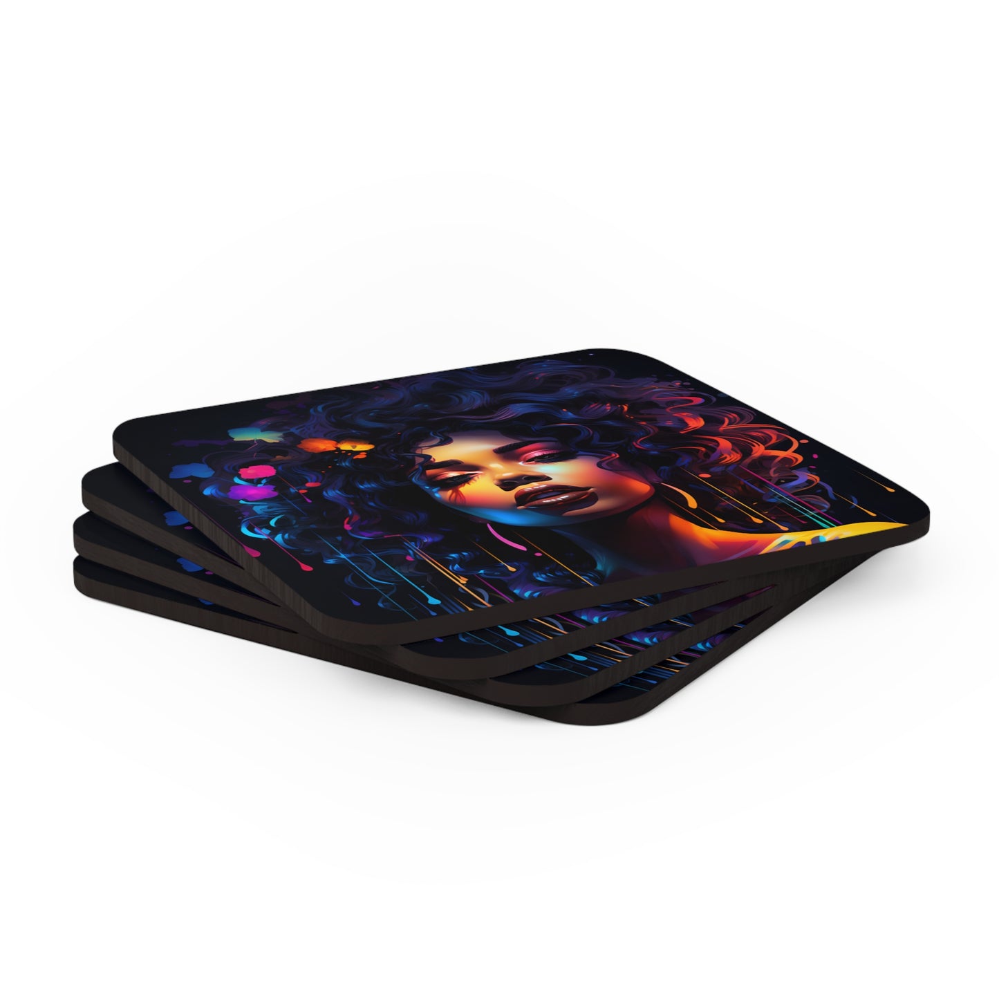 Corkwood Coaster Set - Neon Glow